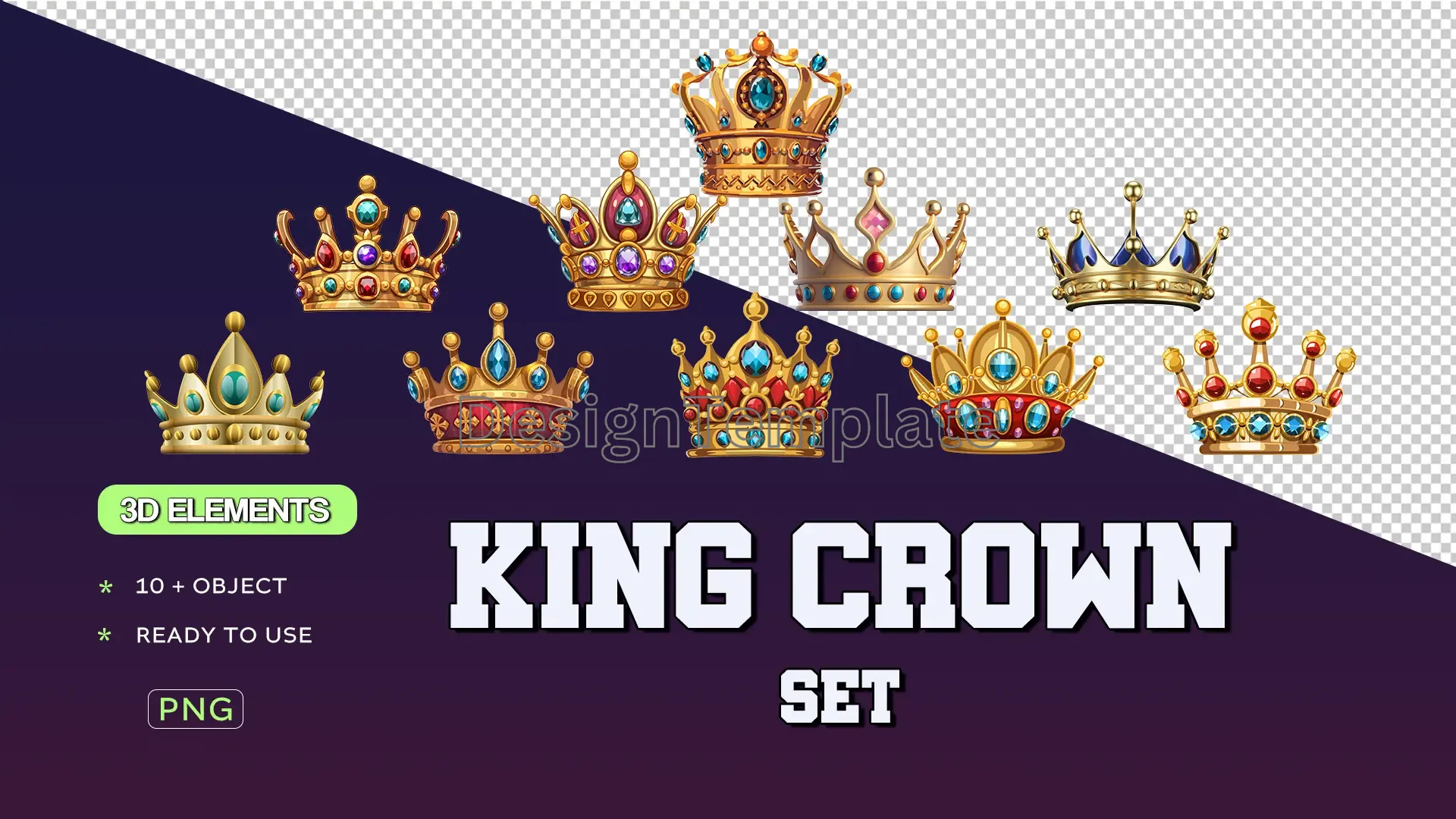 Monarch's Crown Elite 3D King Crown Set image